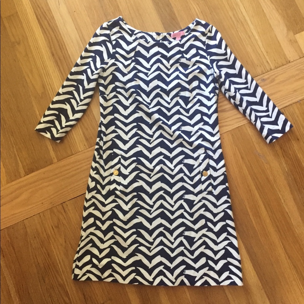 Lilly Pulitzer Navy and White Chevron Mini Dress